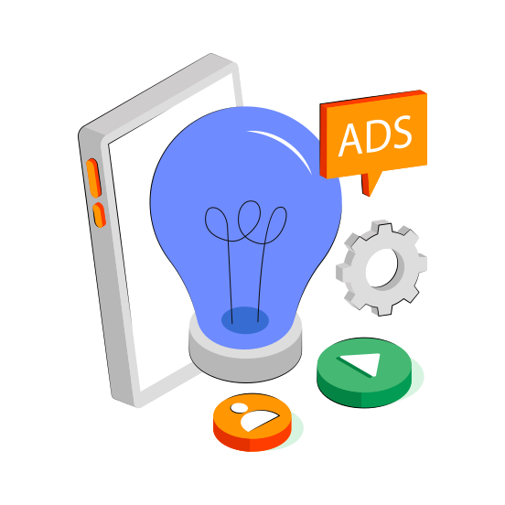 Ad Idea, Innovation, Bright Idea, Creative Idea, Advertising Idea illustration