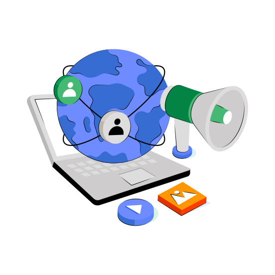 Global Marketing, Global Publicity, Global Announcement, Global Campaign, Digital Marketing  illustration