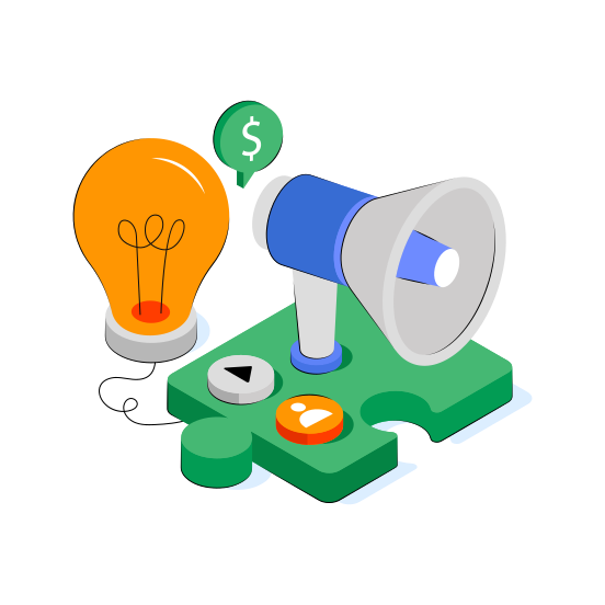 Marketing Idea, Announcement Idea, Promotion Idea, Publicity Idea, Innovation  illustration