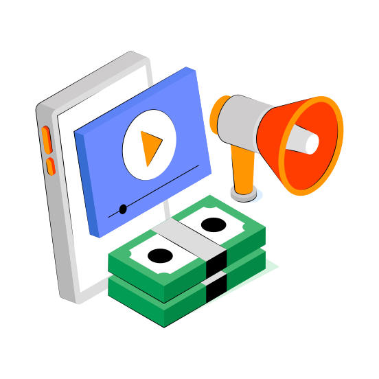 Online Announcement, Mobile Video Marketing, Digital Marketing, Online Campaign, Internet Marketing  illustration