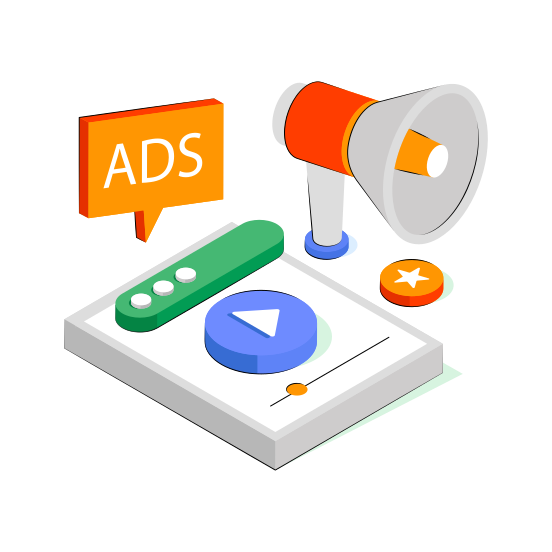 Online Announcement, Web Video Marketing, Digital Marketing, Online Campaign, Internet Marketing  illustration