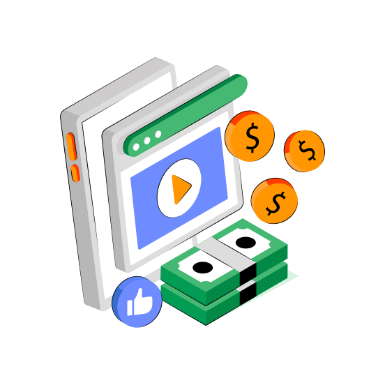 Paid Video, Paid Promotion, Video Payment, Advertisement Payment, Paid Marketing  illustration