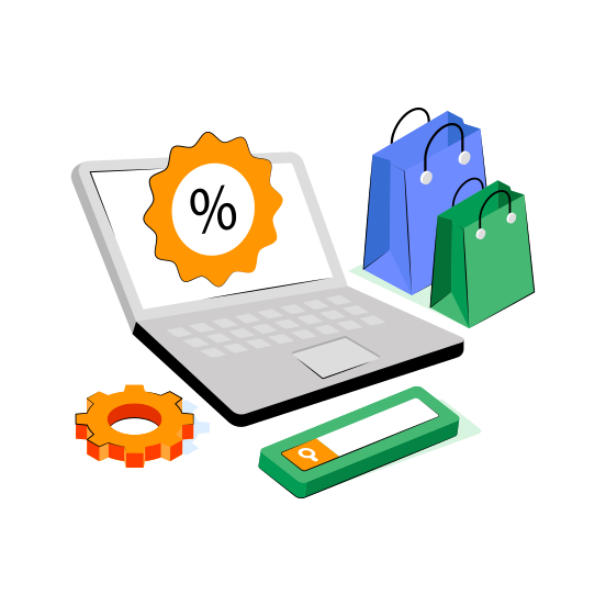 Shopping Sale, Shopping Discount, Online Sale, Online Discount, Ecommerce,  illustration