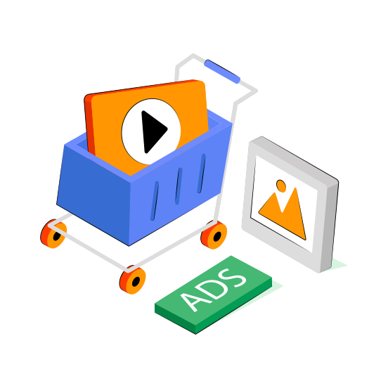 Shopping Video Ad, Online Ad, Video Streaming, Multimedia, Video Advertising  illustration