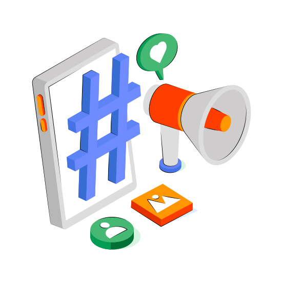 Social Media Marketing, Social Media Promotion, Social Publicity, Social Campaign, Social Announcement,  illustration