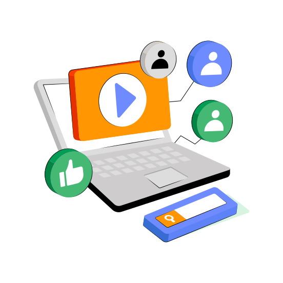 Viral Video, Video Streaming, Play Video, Live Video, Viral Media  illustration