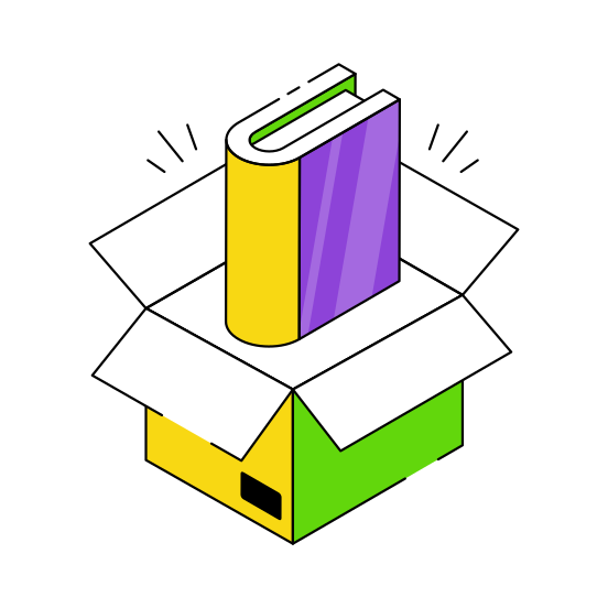 Book Package, Book Parcel, Book Carton, Book Box, Booklet  illustration