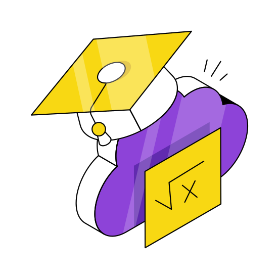 Cloud Graduation, Cloud Education, Cloud Study, Cloud Technology, Cloud Computing, illustration