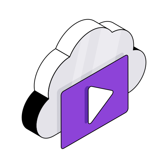 Cloud Video, Online Video, Video Streaming, Play Video, Cloud Media,  illustration