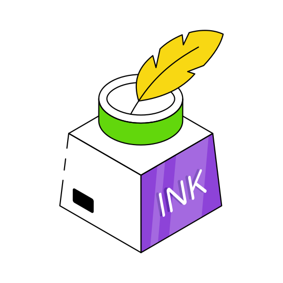 Inkpot, Ink Bottle, Ink Container, Inkwell, Inkstand  illustration