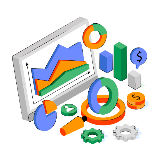 Online Chart, Online Graph, Online Data Analytics, Infographic, Web Statistics,  illustration