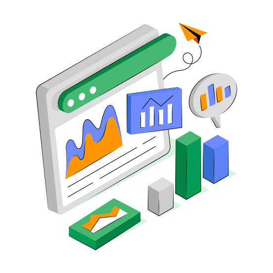 Online Chart, Online Graph, Online Data Analytics, Web Infographic, Web Statistics,  illustration