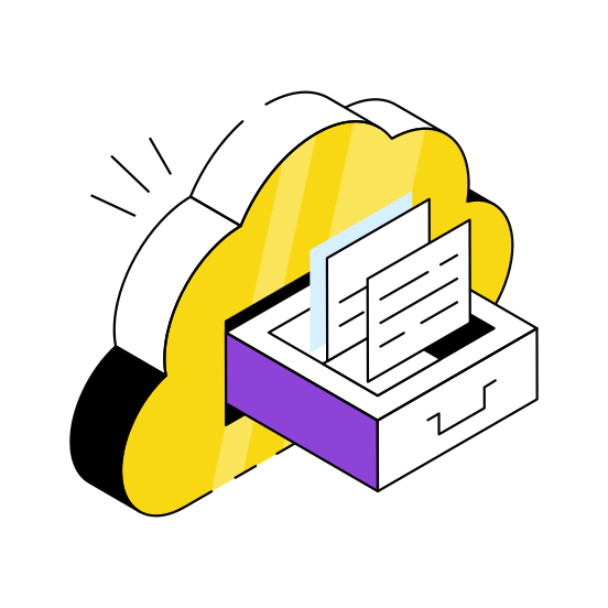 Cloud Drawer, Cloud Files, Cloud Doc, Cloud Document, Cloud Archive,  illustration