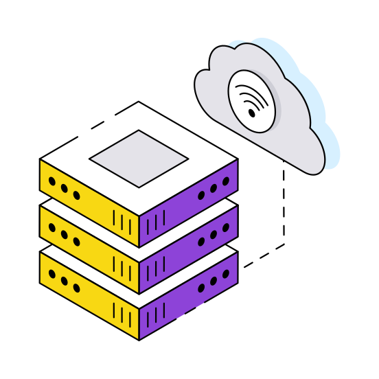 Cloud Server, Cloud Dataserver, Cloud Database, Cloud Technology, Cloud Computing  illustration
