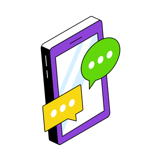Mobile Chatting, Online Message, Online Communication, Online Conversation, Online Discussion  illustration