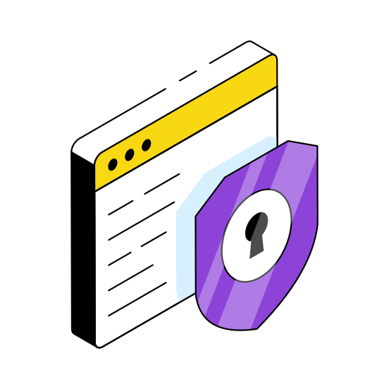 Web Security, Web Protection, Secure Website, Web Safety, Encrypted Website,  illustration