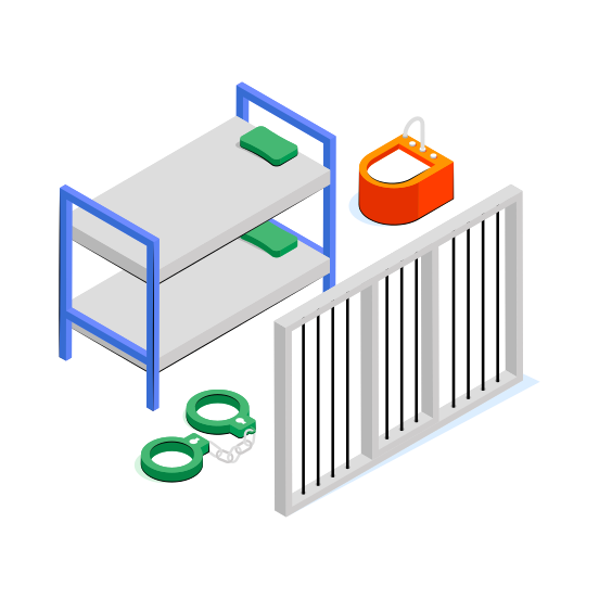 Jail Room, Jailhouse, Lockup, Detention Center, Prison House  illustration