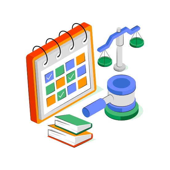 Justice Day, Schedule, Planner, Almanac, Calendar  illustration