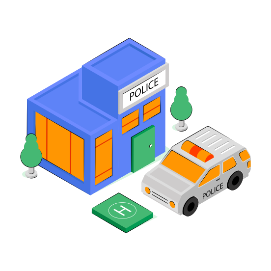 Police Station, Police Headquarter, Govt Building, Architecture, Legal Building  illustration