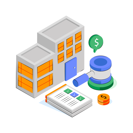 Real Estate Law, Property Law, Property Auction, Real Estate Auction, Bid,  illustration