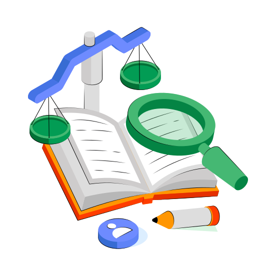 Search Law, Law Analysis, Find Law, Law Book, Handbook  illustration