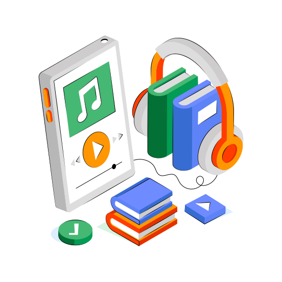 Audiobook, Audio Education, Audio Learning, Audio Course, Mobile Music Education  illustration