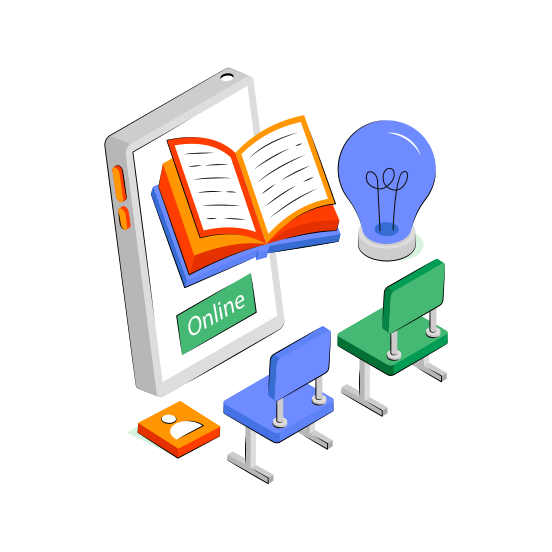 Online Book, Ebook, Digital Book, Mobile Book, Online Education  illustration
