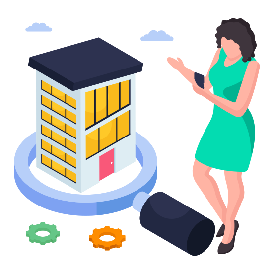 Building Relocation, Find Building, Building Exploration, Building Analysis, Search Building illustration