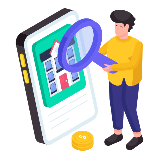 Home Relocation, Find Home, Find House, Search House, Search Home illustration