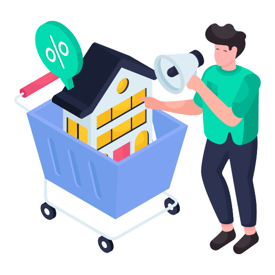 Home Shopping, House Shopping, Buy Home, Purchase Home, Commercial illustration