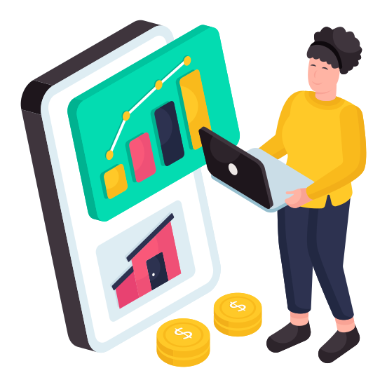Mobile Property Analytics, Property Infographic, Property Statistics, Estate Analytics, Estate Infographic, illustration