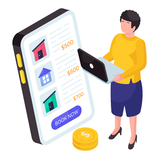 Online Property, Online House, Online Home, Online Real Estate, Real Estate App, illustration