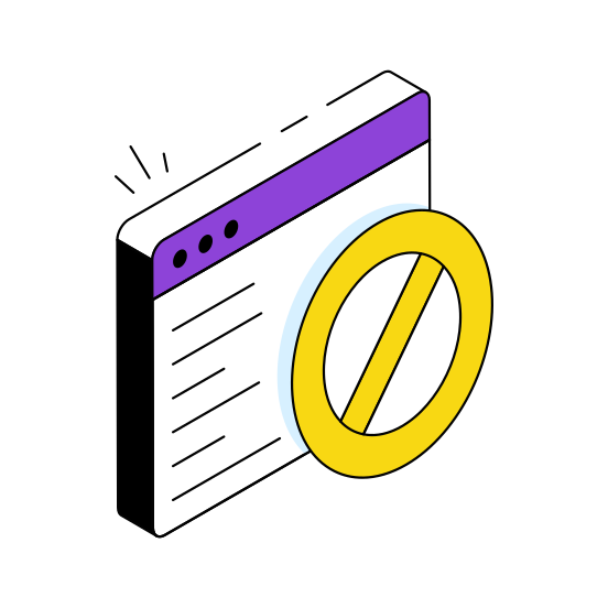 Ban Website, Stop Website, Forbidden Website, Block Website, Prohibited Website  illustration