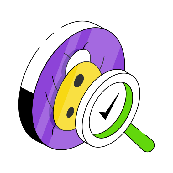 Bug Testing, Bug Analysis, Debugging, Search Bug, Search Virus,  illustration