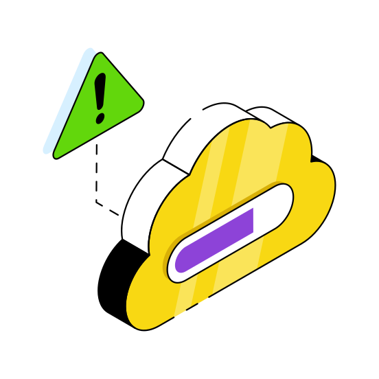 Cloud Loading Error, Cloud Alert, Cloud Warning, Cloud Caution, Cloud Problem  illustration