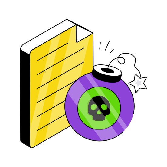 Explosive File, Dangerous File, File Format, Filetype, Document  illustration