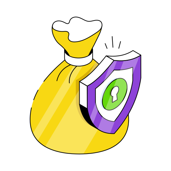 Financial Security, Financial Protection, Secure Finance, Dollar Security, Dollar Protection  illustration