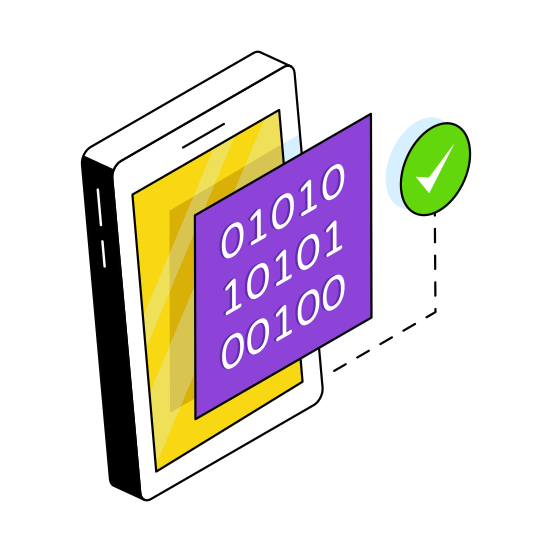 Mobile Binary Data, Mobile Binary Code, Digital Code, Online Coding, Numeric Code,  illustration