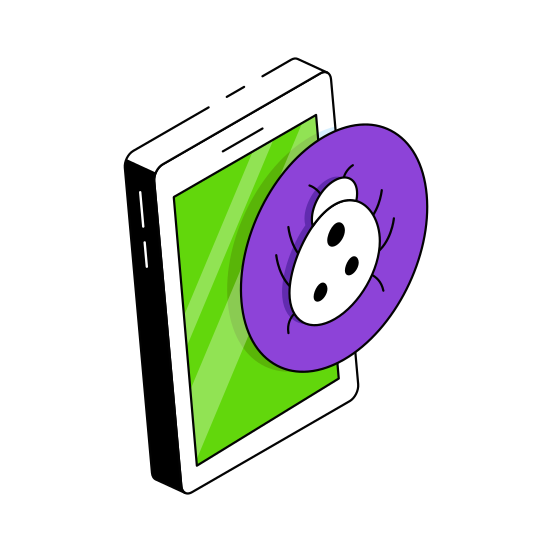 Mobile Bug, Mobile Malware, Infected Phone, Infected Mobile, Mobile Virus  illustration