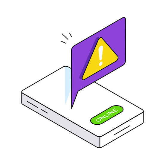 Mobile Chat Error, Mobile Alert, Mobile Warning, Mobile Caution, Mobile Problem  illustration