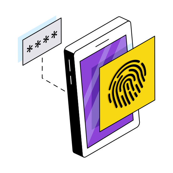Mobile Fingerprint, Mobile Thumbprint, Mobile Biometric Access, Biometric Lock, Fingerprint Lock illustration