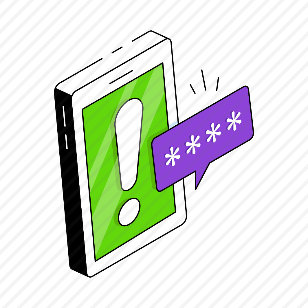 Mobile Password Error, Mobile Alert, Mobile Warning, Mobile Caution, Mobile Problem  preview