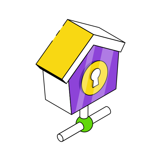 Network Home, Network House, Secure Home, Home Access, Home Security  illustration