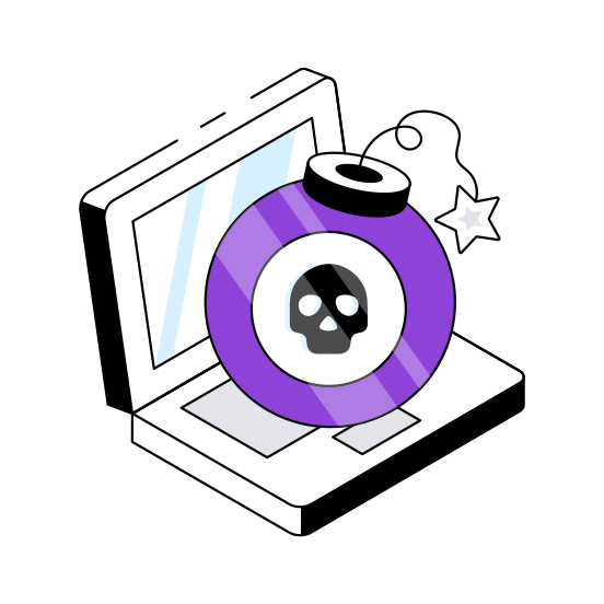 Online Danger, Online Hacking, Cybercrime, Cyber Attack, System Hacking  illustration