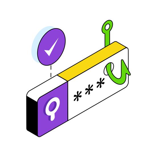 Password Phishing, Password Hacking, Cybercrime, Passcode Hacking, Cyberattack illustration