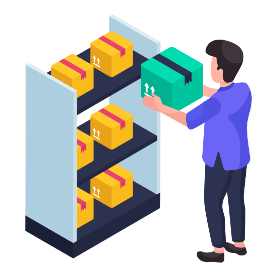 Arranging Parcel, Parcel Shelves, Package Racks, Package Shelves, Warehouse Worker illustration