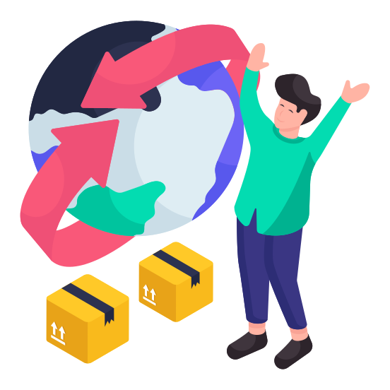 Global Parcel, Global Package, Global Delivery, Global Carton, Logistic Delivery illustration