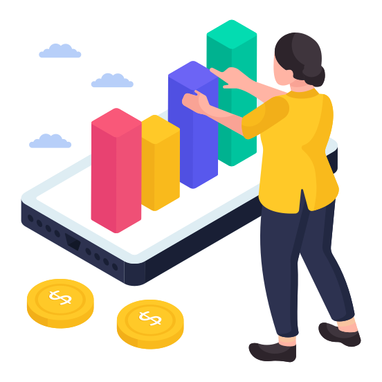Mobile Data Analytics, Infographic, Statistics, Mobile Chart, Graph, illustration