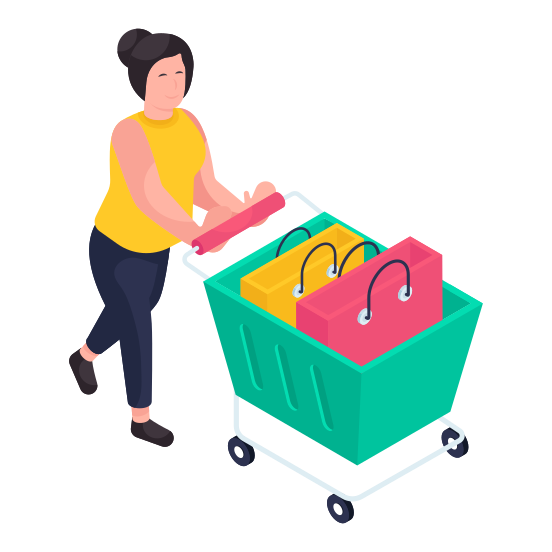 Shopping Girl, Shopping Woman, Spending, Purchase, Commerce illustration