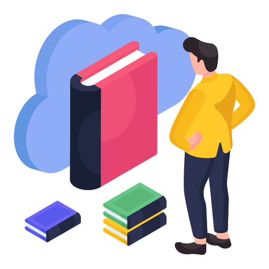 Cloud Book, Cloud Education, Cloud Library, Cloud Technology, Cloud Computing, illustration